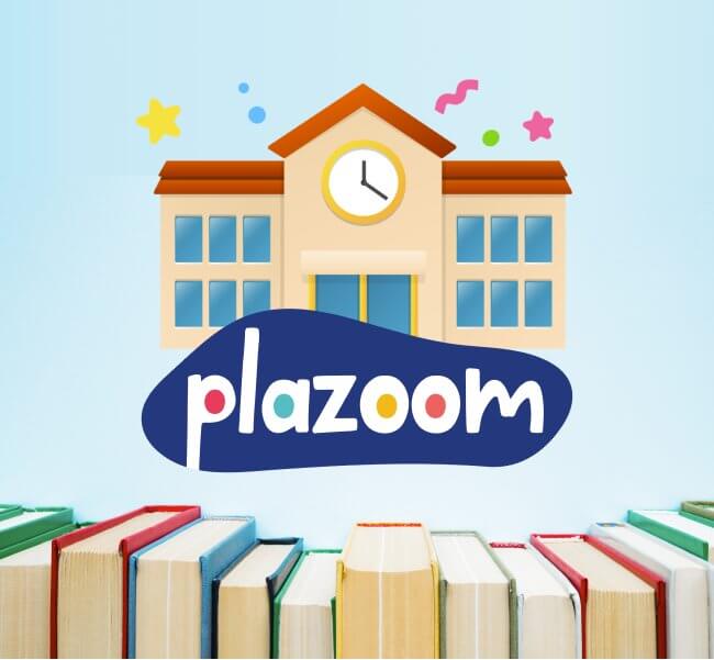 Plazoom logo on school background